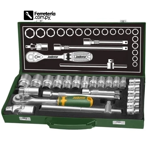 Juego de llave tubo HEX CR-V 1/2 24PZS - JADEVER